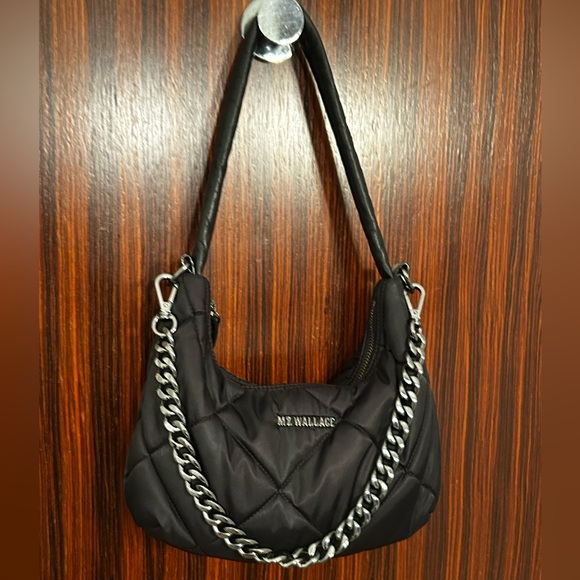 MZ Wallace Bowery Small Black Shoulder Bag with Chain Detail, 100% Authentic - Picture 3 of 9